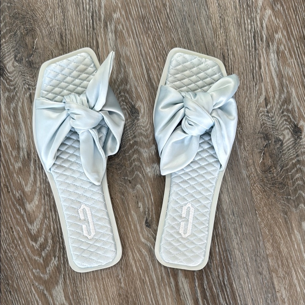 Elegant Baby blue Women's bow/knot Slide Sandals